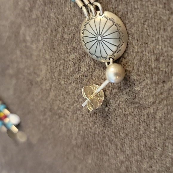 Dainty Sterling Silver Concho Fringe Post Earrings - Picture 5 of 5